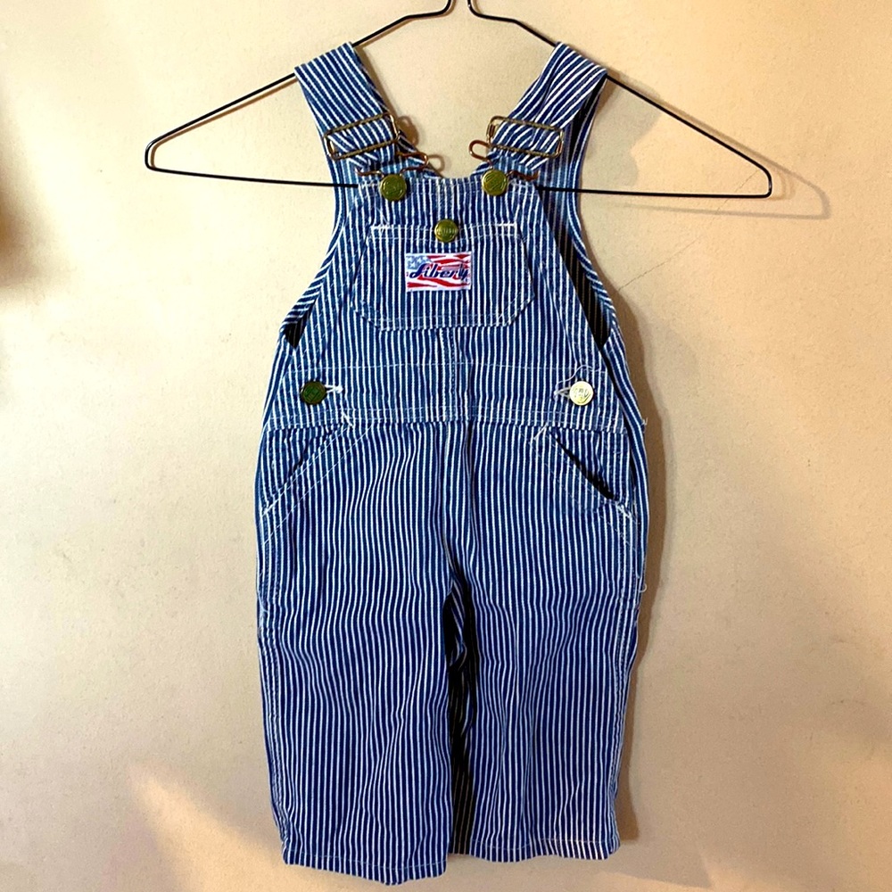 Adorable Hickory Stripe Liberty Bib Overalls